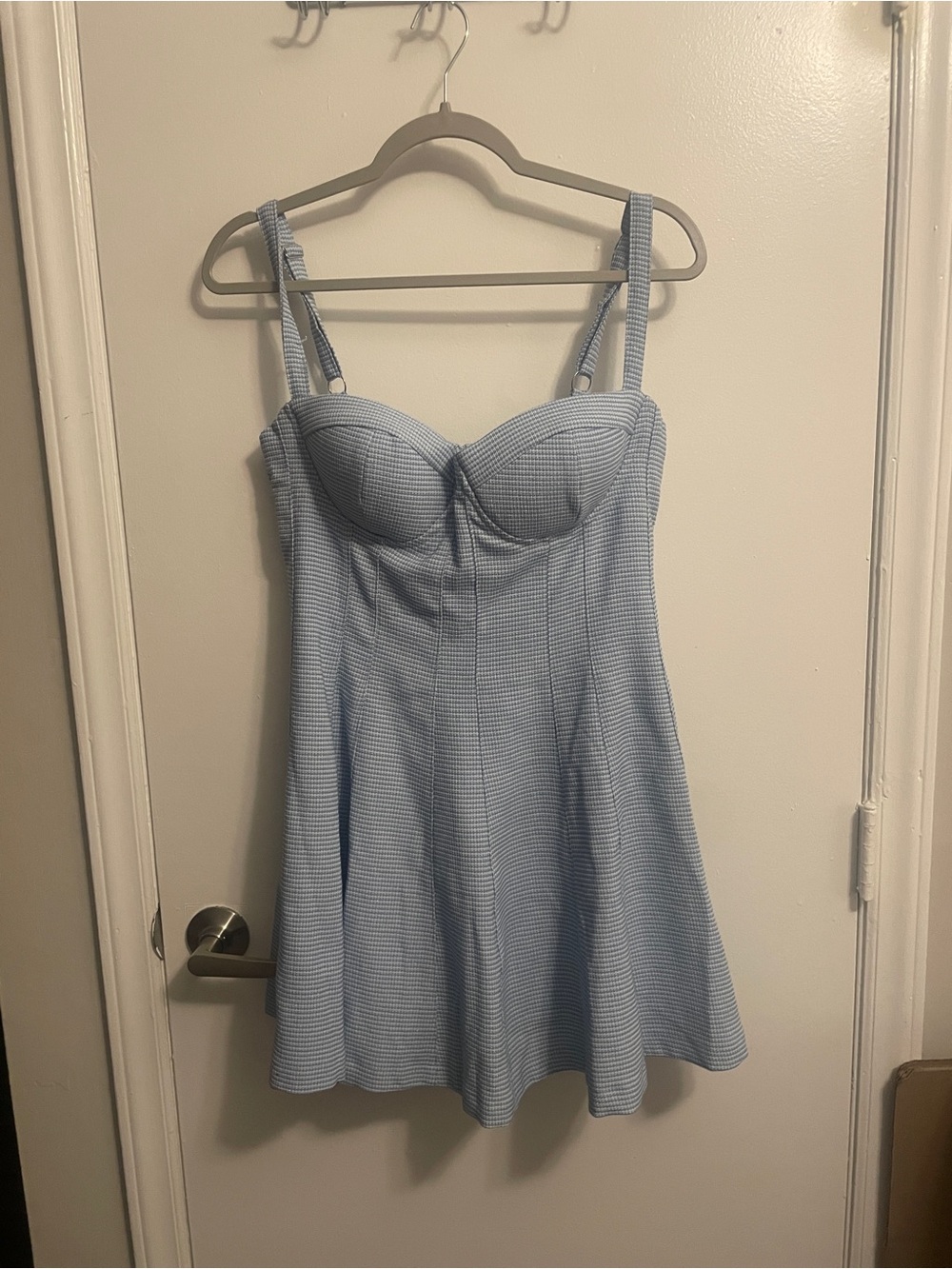 Fashion Nova Light Blue Sweetheart Bust Fit-and-Flare Mini Dress